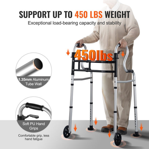Folding Walker Stand-Assist Folding Walkers With Adjustable Height & Width