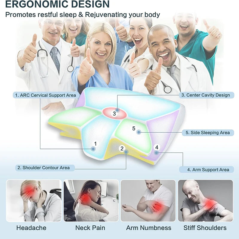 Memory Foam Cervical Pillow – Ergonomic 2-in-1 Contour for Neck Pain Relief