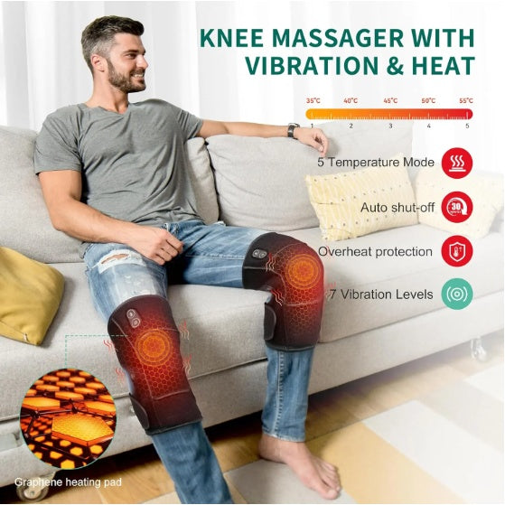 Heated Knee Massager with Vibration – Cordless Heating Pad for Knee, Shoulder & Elbow Pain Relief