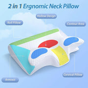 Memory Foam Cervical Pillow – Ergonomic 2-in-1 Contour for Neck Pain Relief