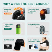 Heated Knee Massager with Vibration – Cordless Heating Pad for Knee, Shoulder & Elbow Pain Relief