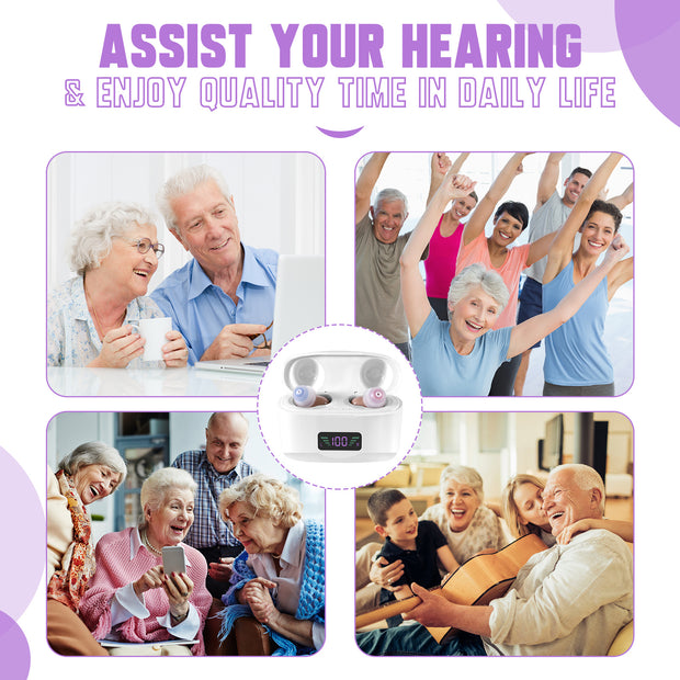 Rechargeable Hearing Aids with Charging Case – Portable Sound Amplifier (Pair)