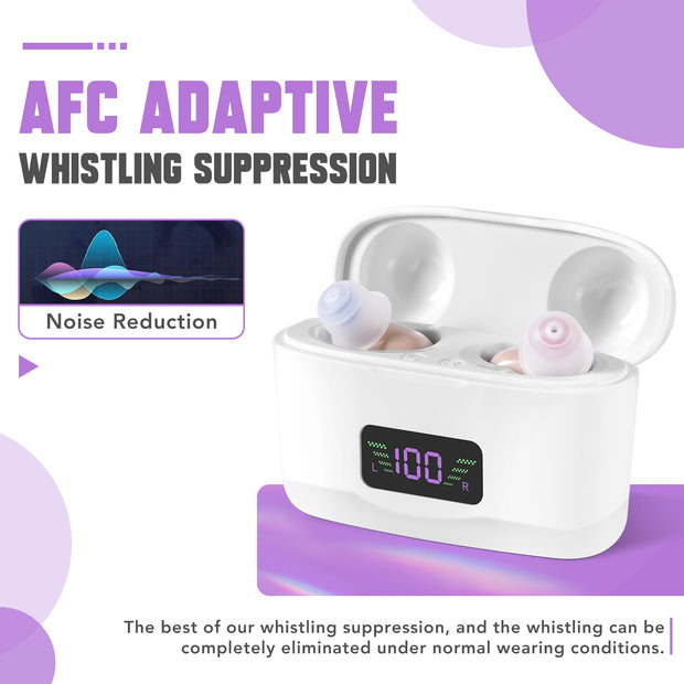 Rechargeable Hearing Aids with Charging Case – Portable Sound Amplifier (Pair)