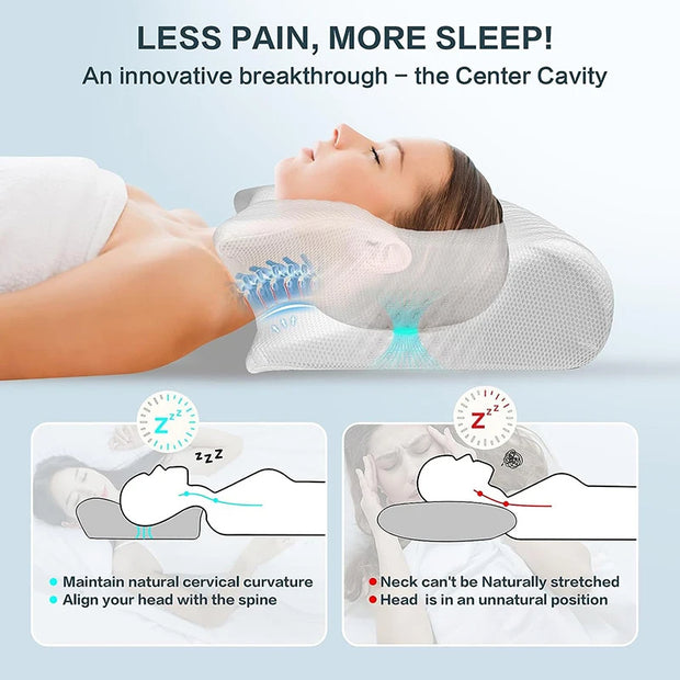 Memory Foam Cervical Pillow – Ergonomic 2-in-1 Contour for Neck Pain Relief