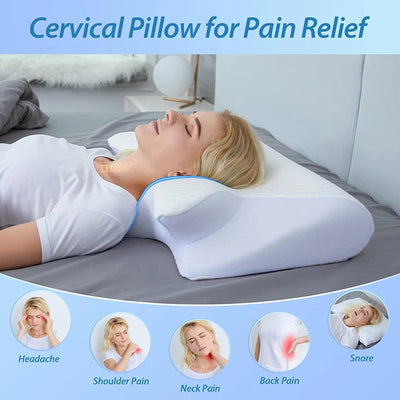 Memory Foam Cervical Pillow – Ergonomic 2-in-1 Contour for Neck Pain Relief